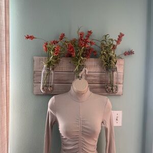 Zara Cream Ruched Long Sleeve Blouse